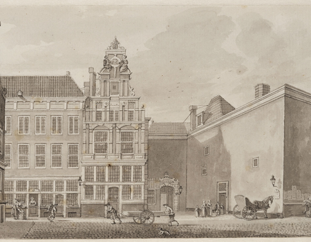 Burgerweeshuis vanuit Sint Luciënsteeg bezien, Jan de Beijer, 1770, Collectie Stadsarchief Amsterdam