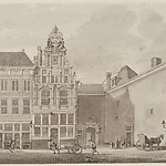 Burgerweeshuis vanuit Sint Luciënsteeg bezien, Jan de Beijer, 1770, Collectie Stadsarchief Amsterdam