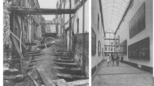 De schuttersgalerij –de huidige Amsterdam Gallery- voor en na verbouwing 