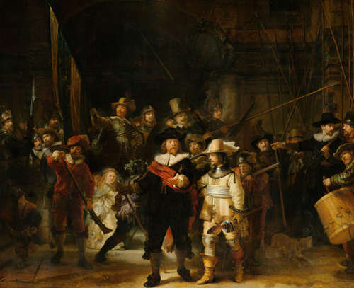 Rembrandt, 'De Nachtwacht', 1642. Doek, 363 x 437 cm (Rijksmuseum, in langdurig bruikleen van de Stad Amsterdam)