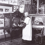 A. Alexandre, Henriette Ronner-Knip (1821-1909) in haar Brusselse atelier, foto, 1894
