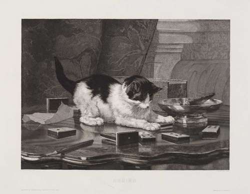 Willem Steelink sr. naar Henriette Ronner-Knip, Domino!, litho, 1880.