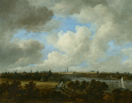 Gezicht op Amsterdam vanaf de Amsteldijk, Ruysdael