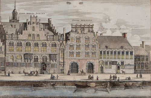 Gezicht op het Singel met links het gebouw van de Handboogdoelen, 1663 (Stadsarchief)