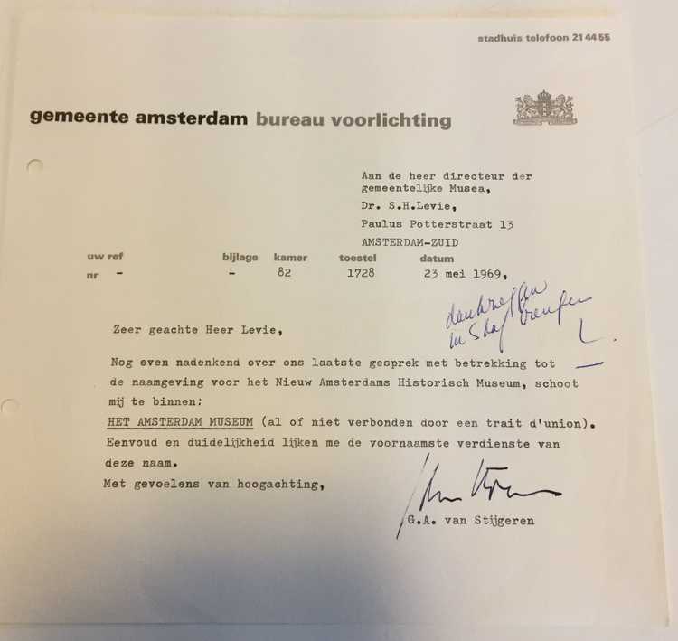 Brief G. Van Stijgeren over de nieuwe naam