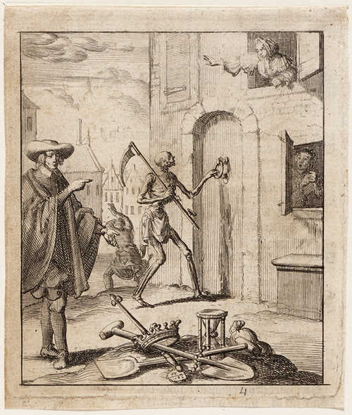 De dood klopt aan, Jan Luyken 1687, collectie Amsterdam Museum, schenking Van Eeghen